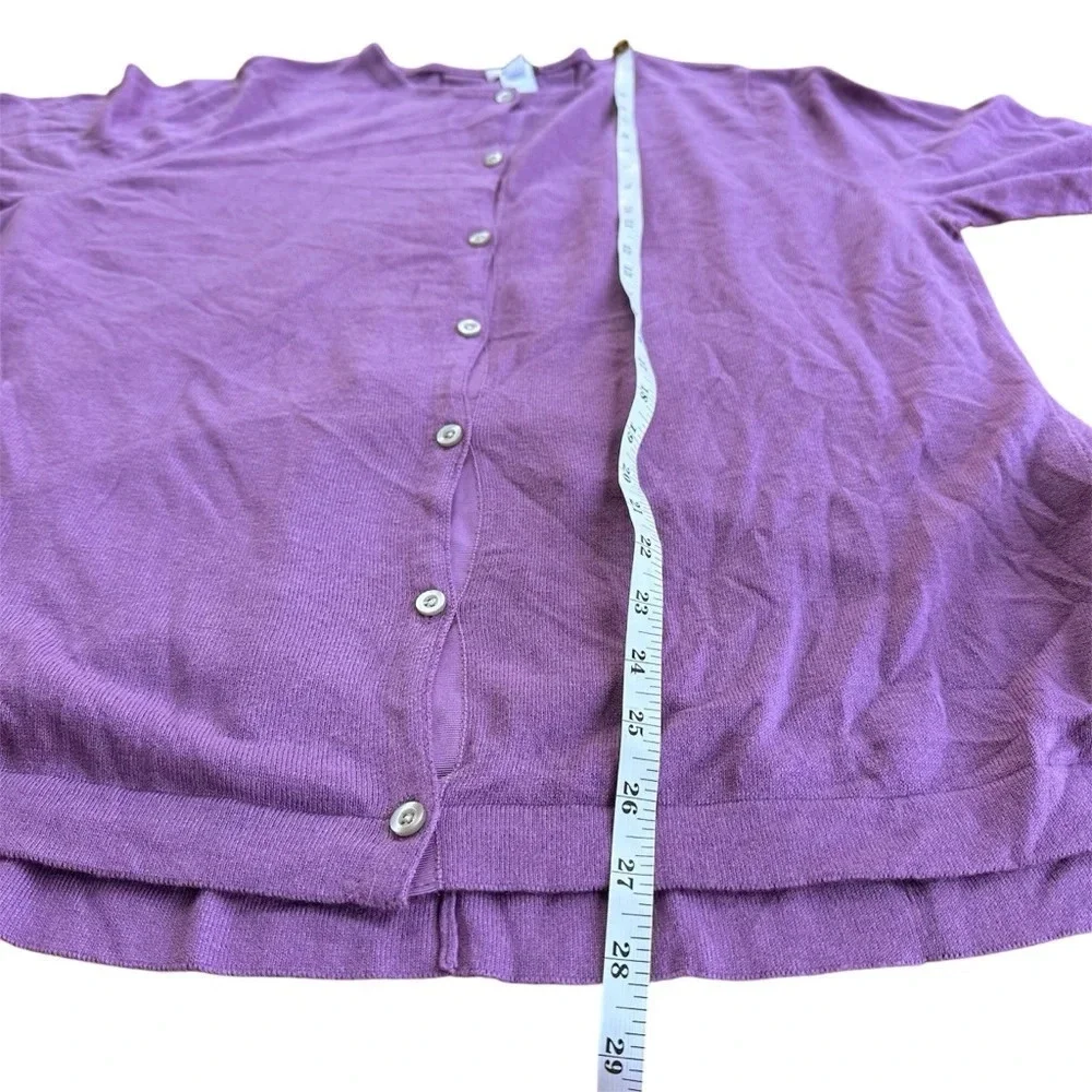 J. Jill Cardigan Sweater NWT Button Front Round Neck 3/4 Sleeves Violet XL Tall